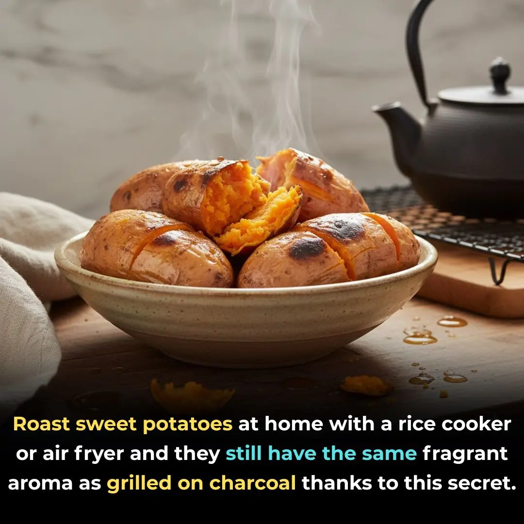 Roast sweet potatoes at home with a rice cooker or air fryer and they still have the same fragrant aroma as grilled on charcoal thanks to this secret.