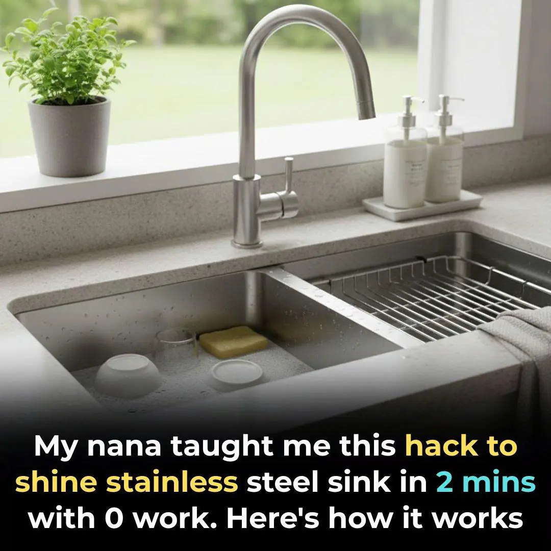 My nana taught me this hack to shine stainless steel sink in 2 mins with 0 work. Here’s how it works
