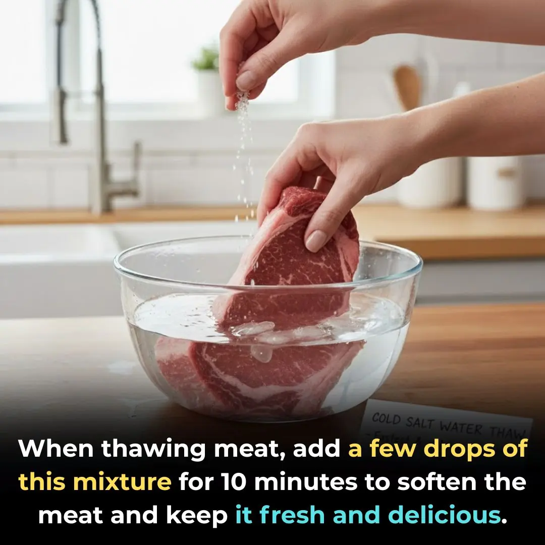 When thawing meat, add a few drops of this mixture for 10 minutes to soften the meat and keep it fresh and delicious.