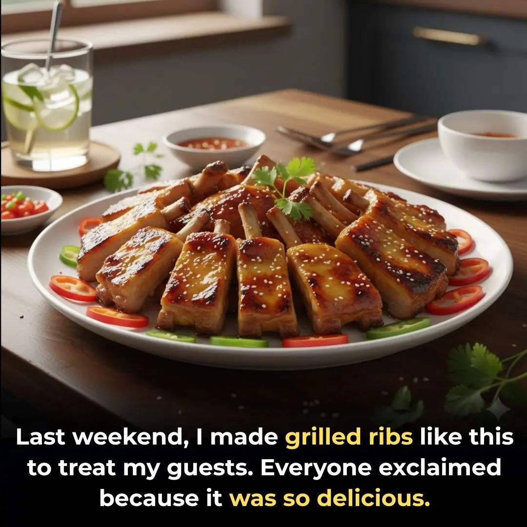 Last weekend, I made grilled ribs like this to treat my guests. Everyone exclaimed because it was so delicious.