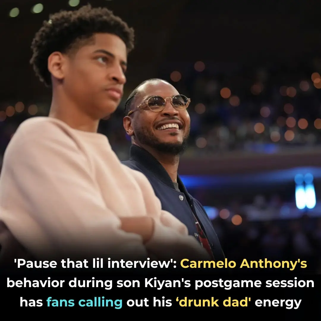 ‘Pause That Lil Interview’: Carmelo Anthony’s Behavior During Son Kiyan’s Postgame Session Has Fans Calling Out His ‘Drunk Dad’ Energy