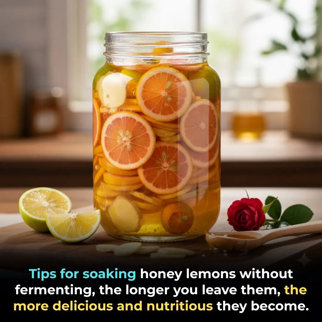 Tips for soaking honey lemons without fermenting, the longer you leave them, the more delicious and nutritious they become.