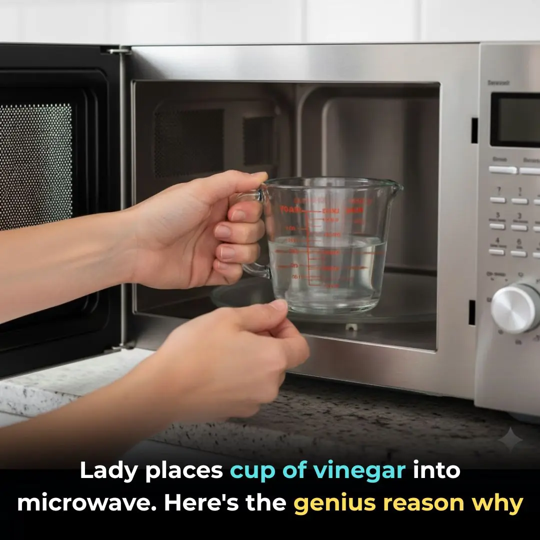 Lady places cup of vinegar into microwave. Here’s the genius reason why