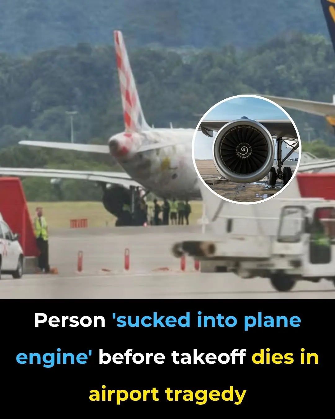 Person 'sucked into plane engine' before takeoff dies in airport tragedy