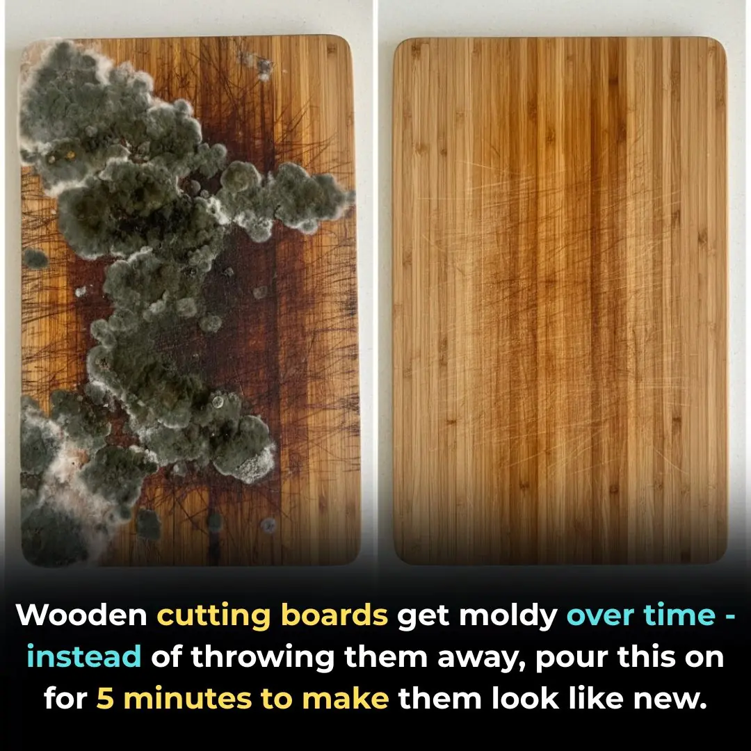 Wooden cutting boards become moldy over time and can only be thrown away if washed with soap