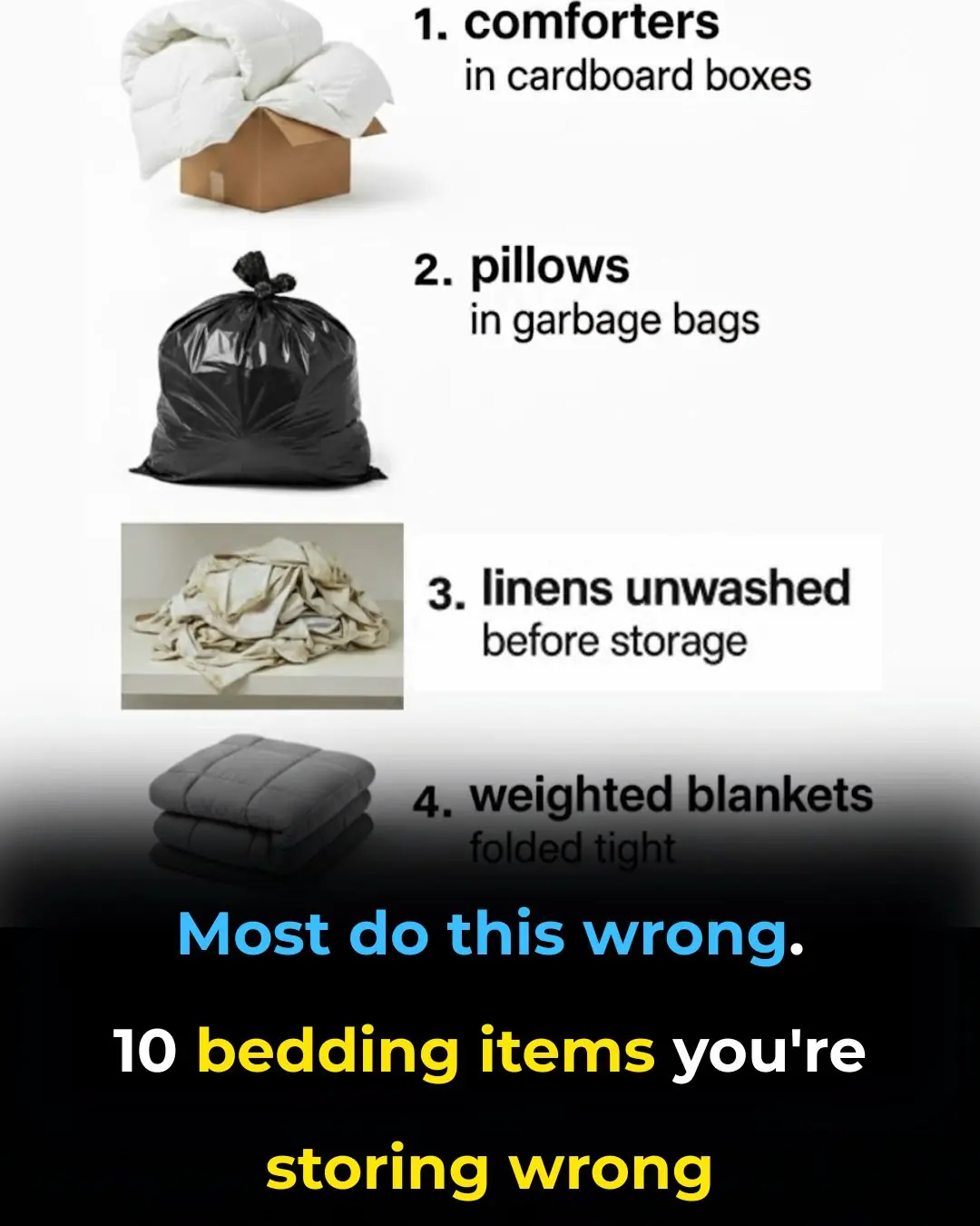 Most do this wrong. 10 bedding items you’re storing wrong