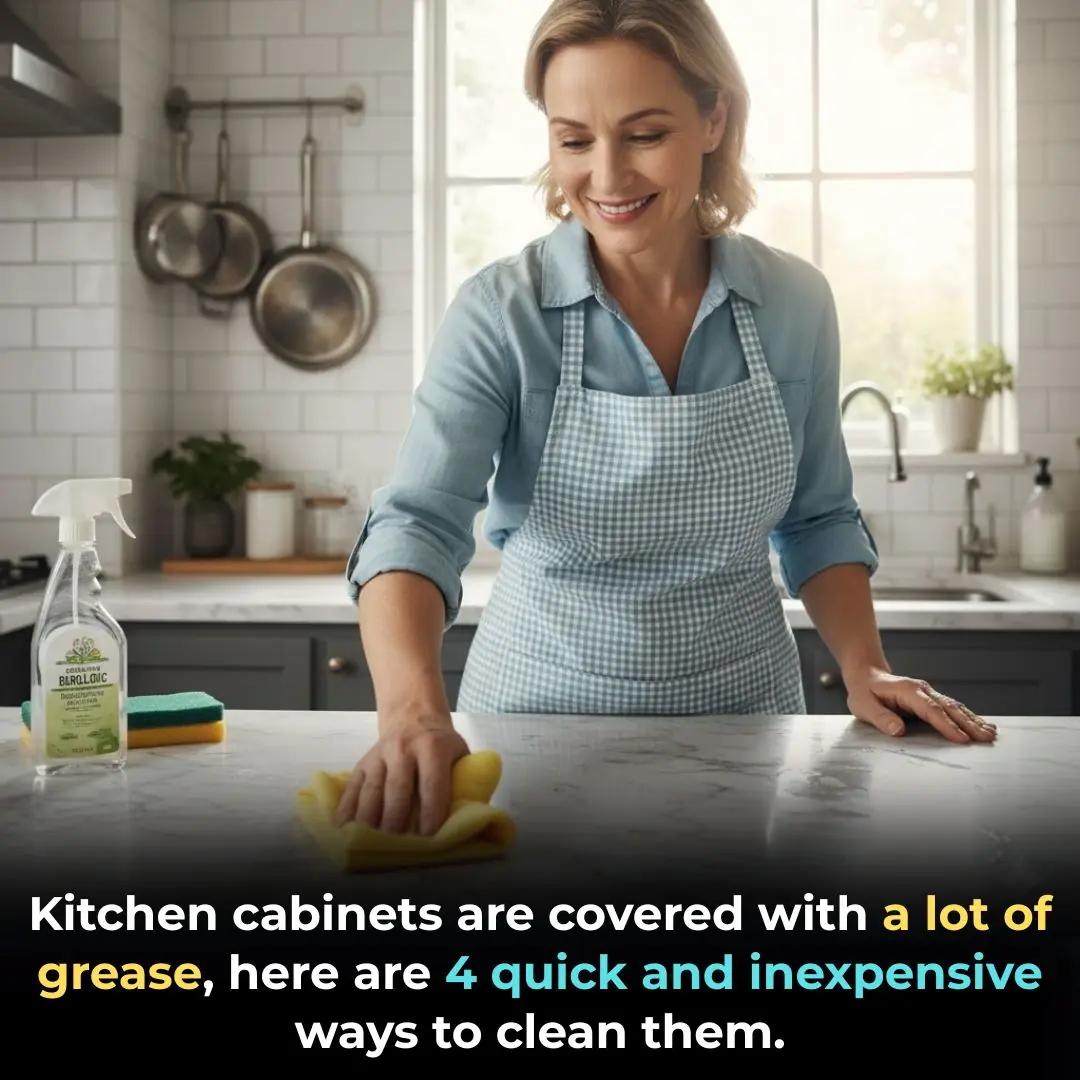 Kitchen cabinets are covered with a lot of grease, here are 4 quick and inexpensive ways to clean them.