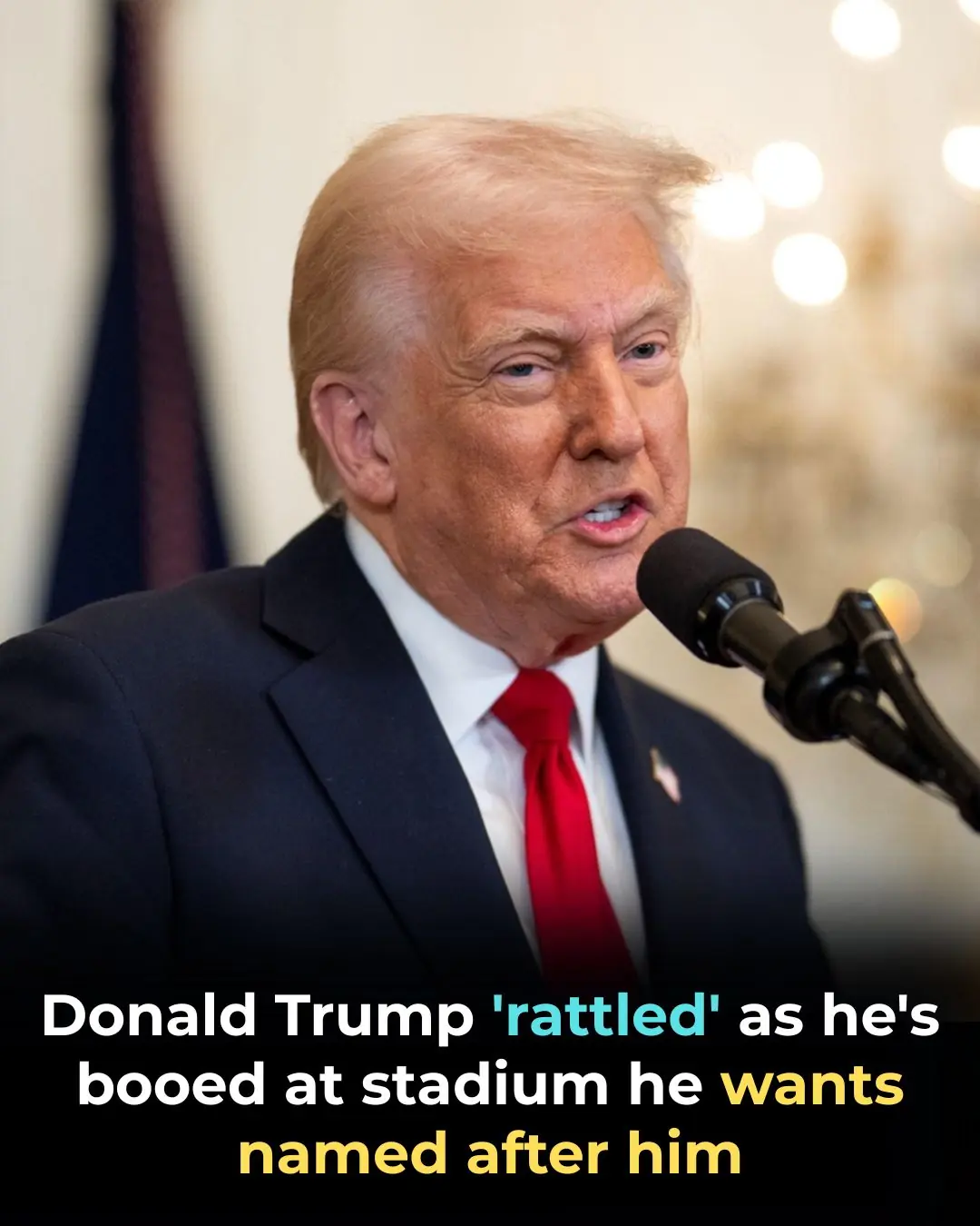 Donald Trump ‘rattled’ as he’s booed at stadium he wants named after him