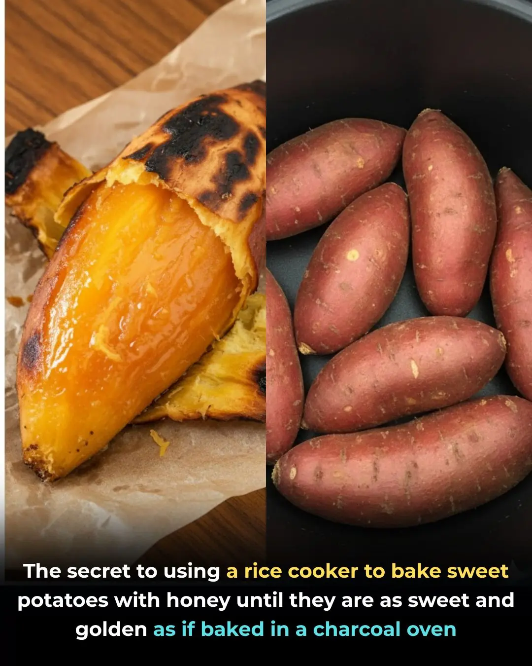 The secret to using a rice cooker to bake sweet potatoes with honey until they are as sweet and golden as if baked in a charcoal oven