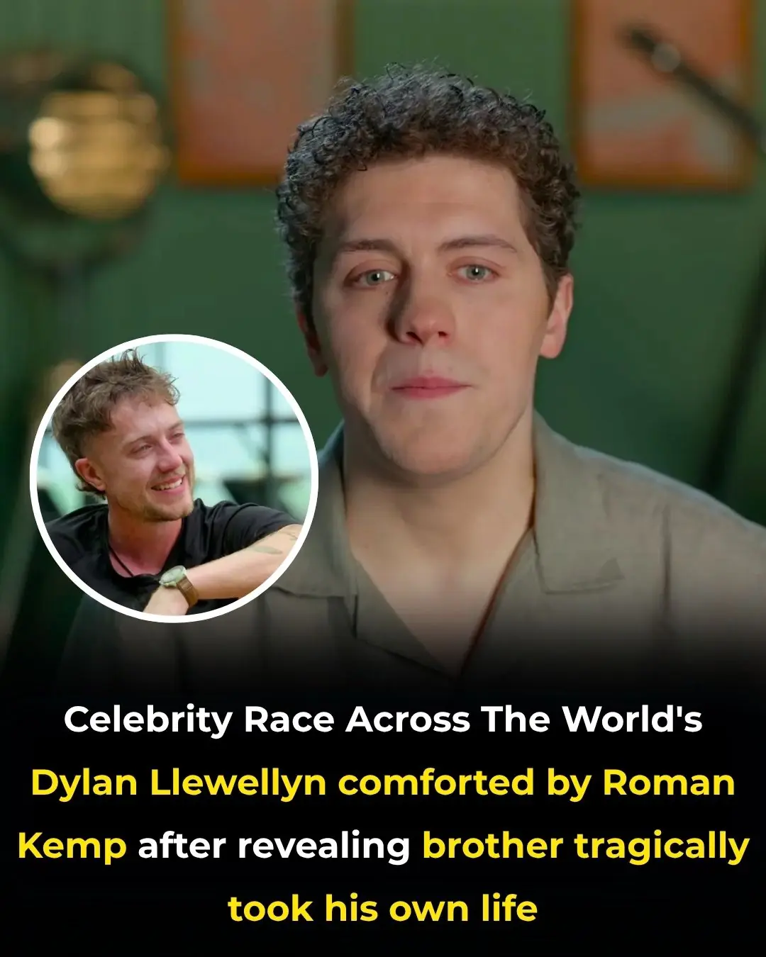 Celebrity Race Across The World’s Dylan Llewellyn comforted by Roman Kemp after revealing brother James’ heartbreaking death