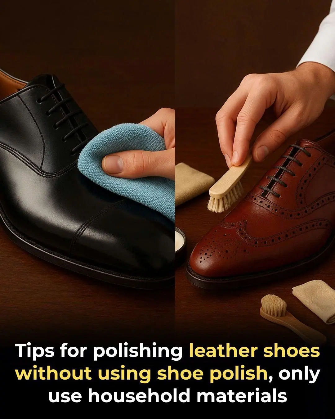 Tips for polishing leather shoes without using shoe polish, only use household materials
