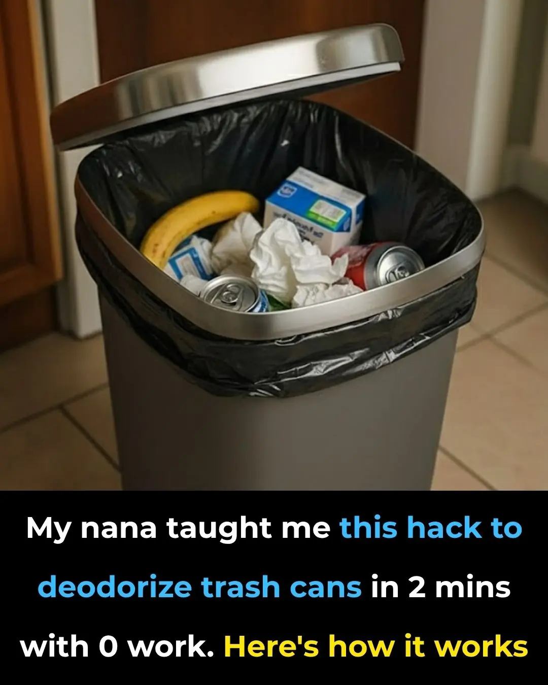 My nana taught me this hack to deodorize trash cans in 2 mins with 0 work. Hereโs how it works