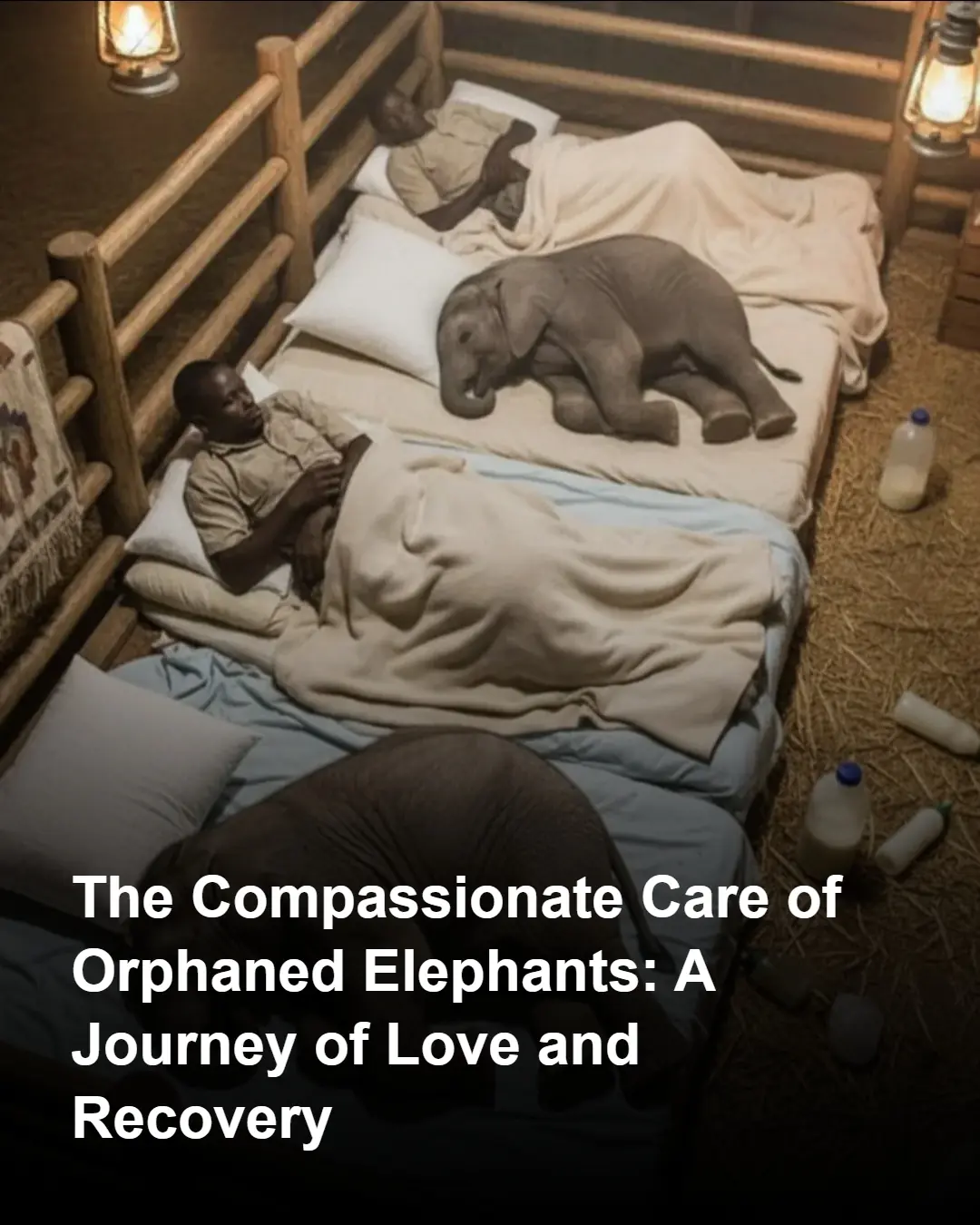 The Nighttime Guardians: How Humans Comfort Orphaned Baby Elephants