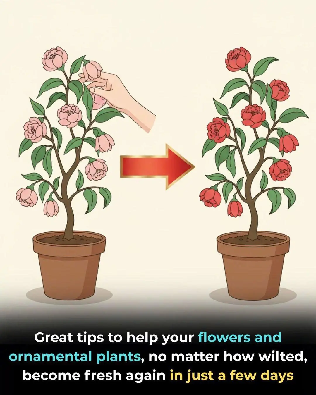 Great tips to help your flowers and ornamental plants, no matter how wilted, become fresh again in just a few days