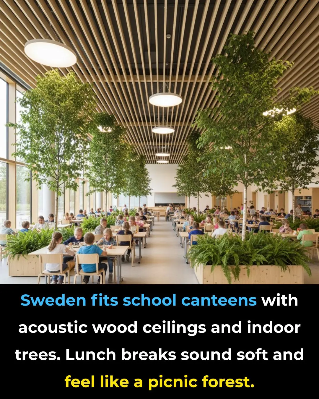 Sweden Turns School Lunchrooms Into Forest-Inspired Sanctuaries to Boost Student Well-Being