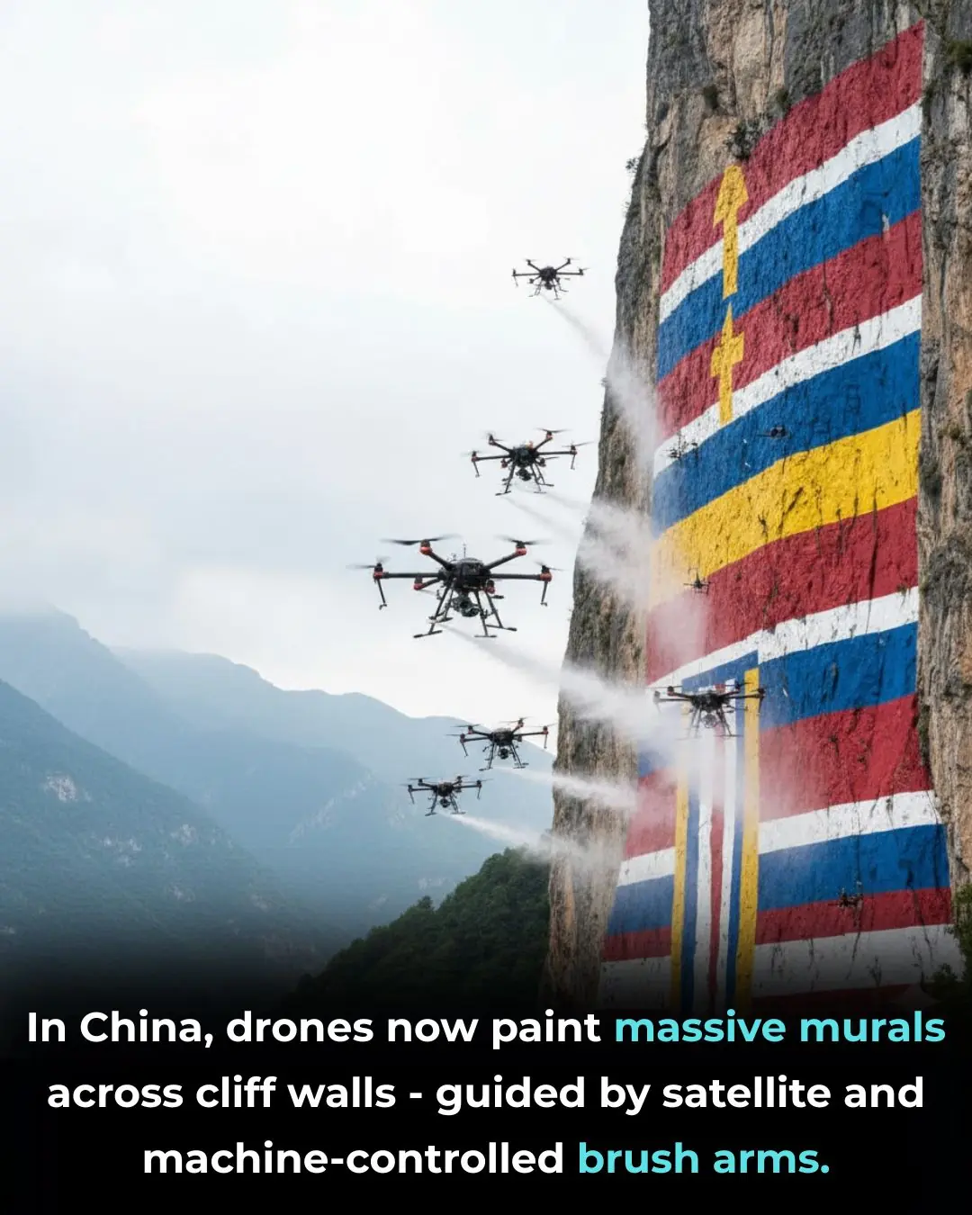 “Painting the Impossible: China’s Drone Experiments Turn Cliffs into Giant Artworks”