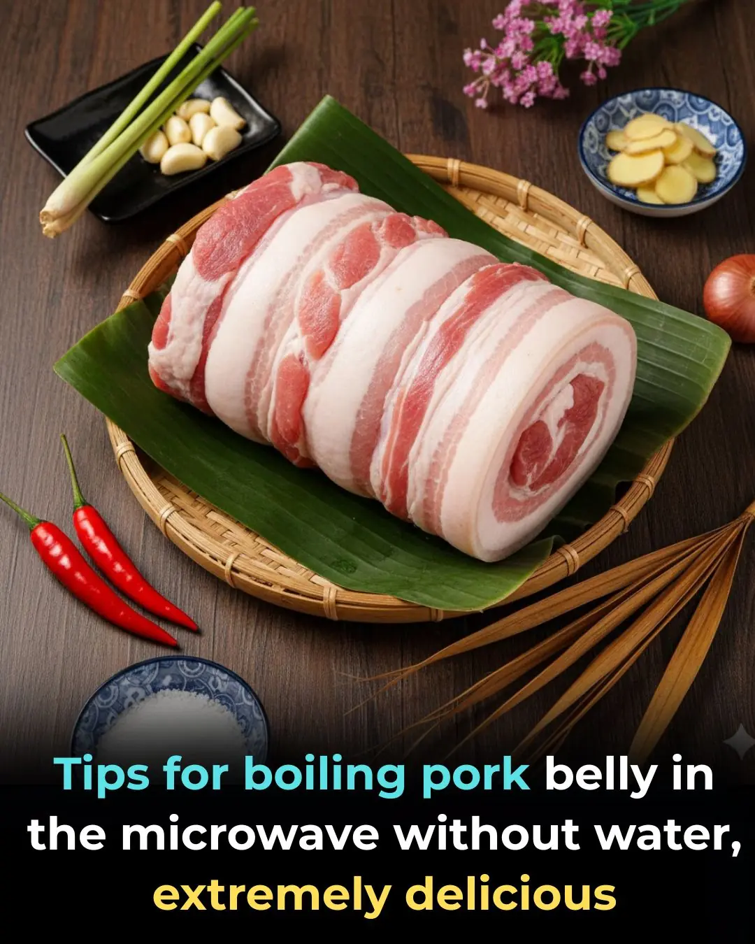 Tips for boiling pork belly in the microwave without water, extremely delicious