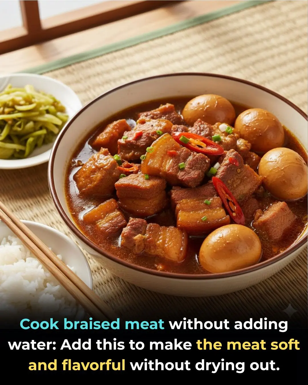 Cook braised meat without adding water: Add this to make the meat soft and flavorful without drying out.