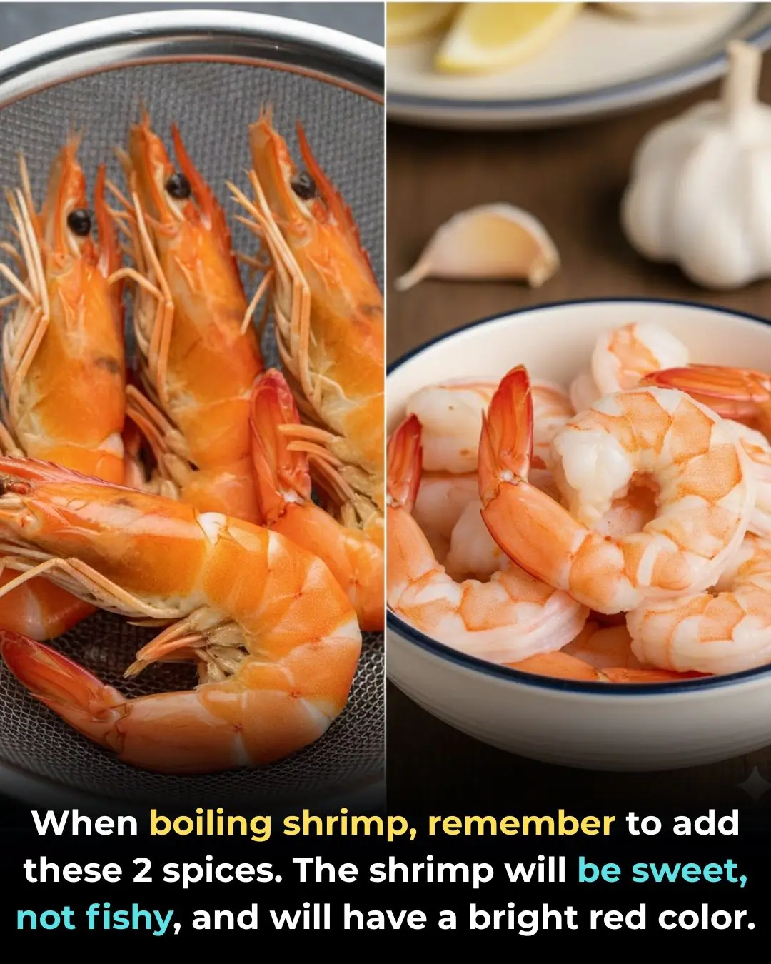 When boiling shrimp, remember to add these 2 spices. The shrimp will be sweet, not fishy, ​​and will have a bright red color.