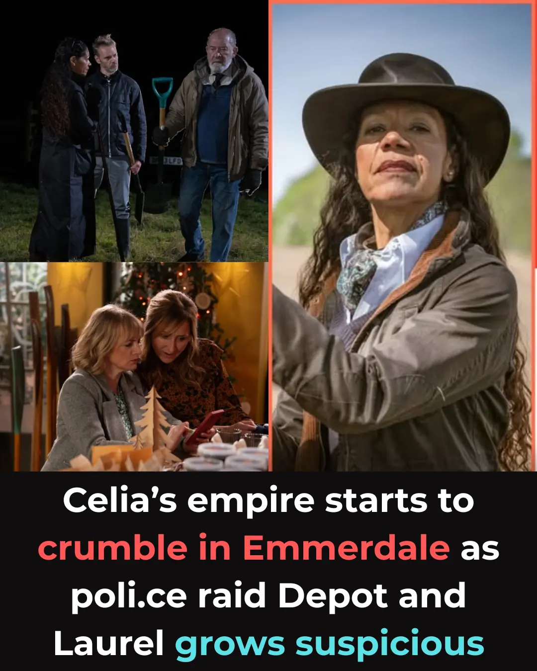 Celia’s empire starts to crumble in Emmerdale as police raid Depot and Laurel grows suspicious