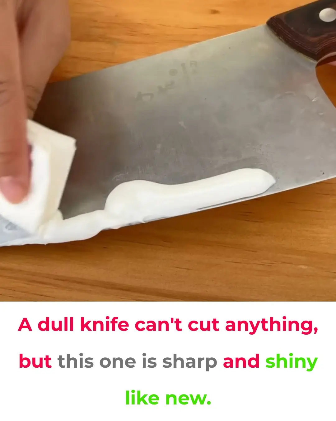 A dull knife can't cut anything, but this one is sharp and shiny like new.