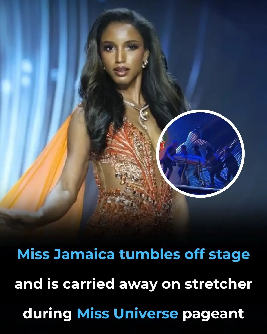 👑 Miss Jamaica Taken Away on Stretcher After Shocking Miss Universe Stage Fall