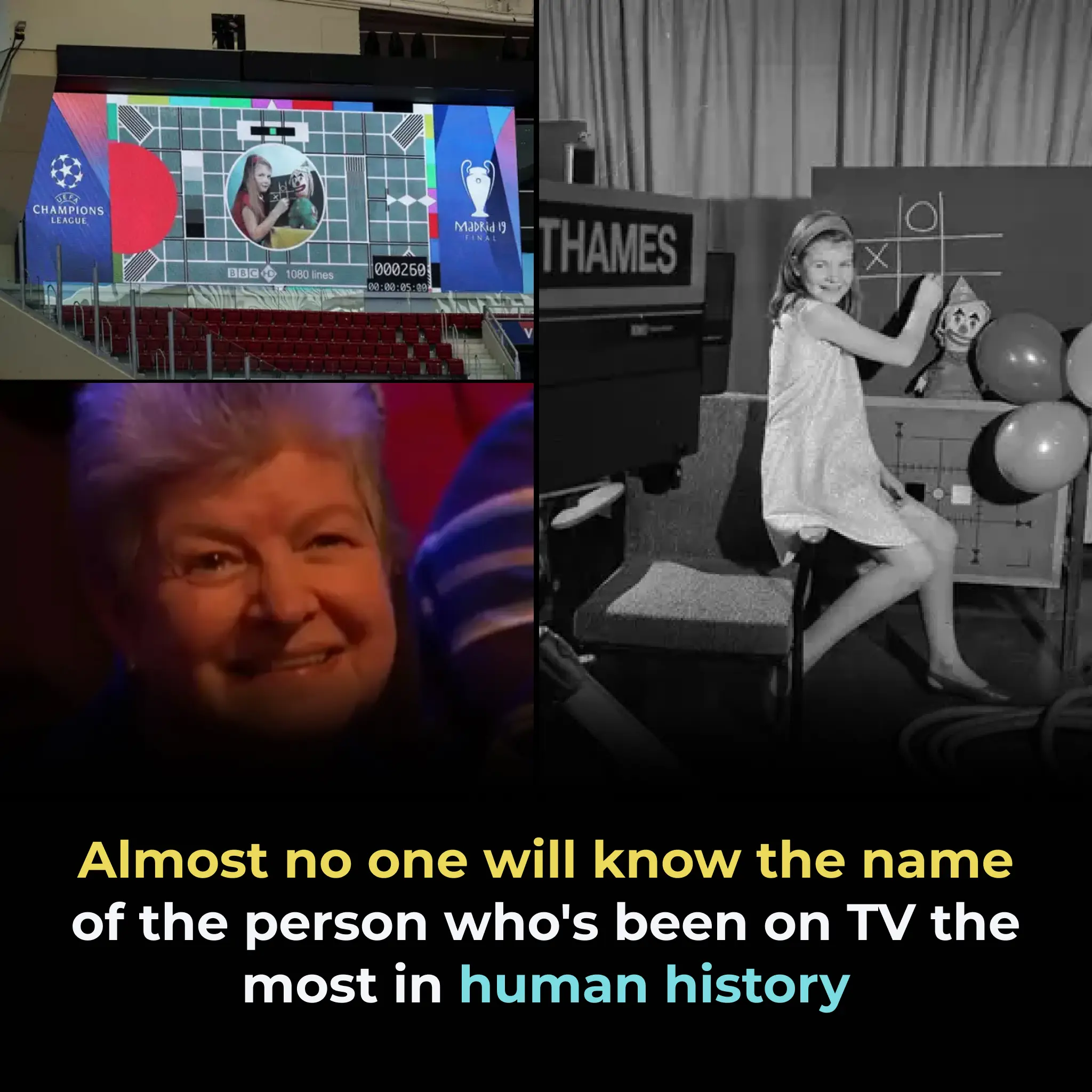ALMOST NO ONE WILL KNOW THE NAME OF THE PERSON WHO'S BEEN ON TV THE MOST IN HUMAN HISTORY