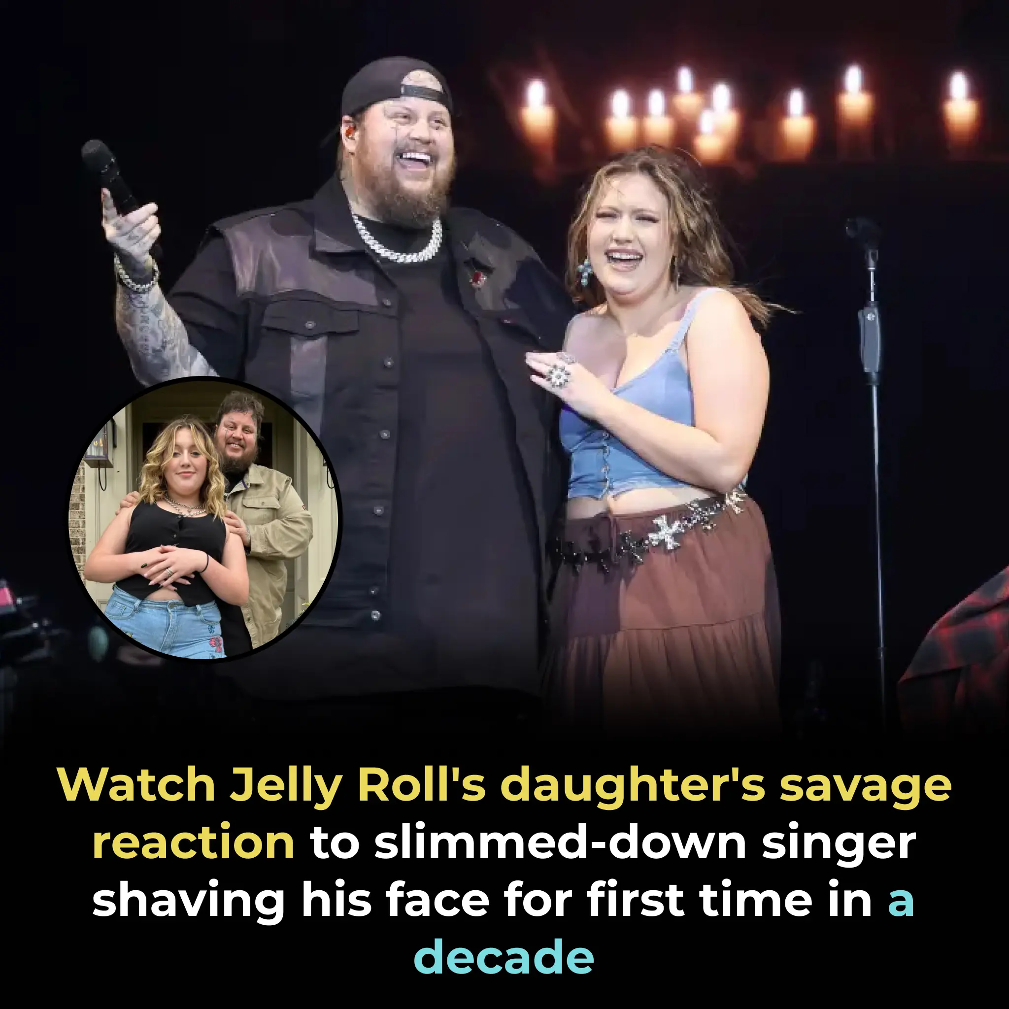 Watch Jelly Roll's daughter's savage reaction to slimmed-down singer shaving his face for first time in a decade