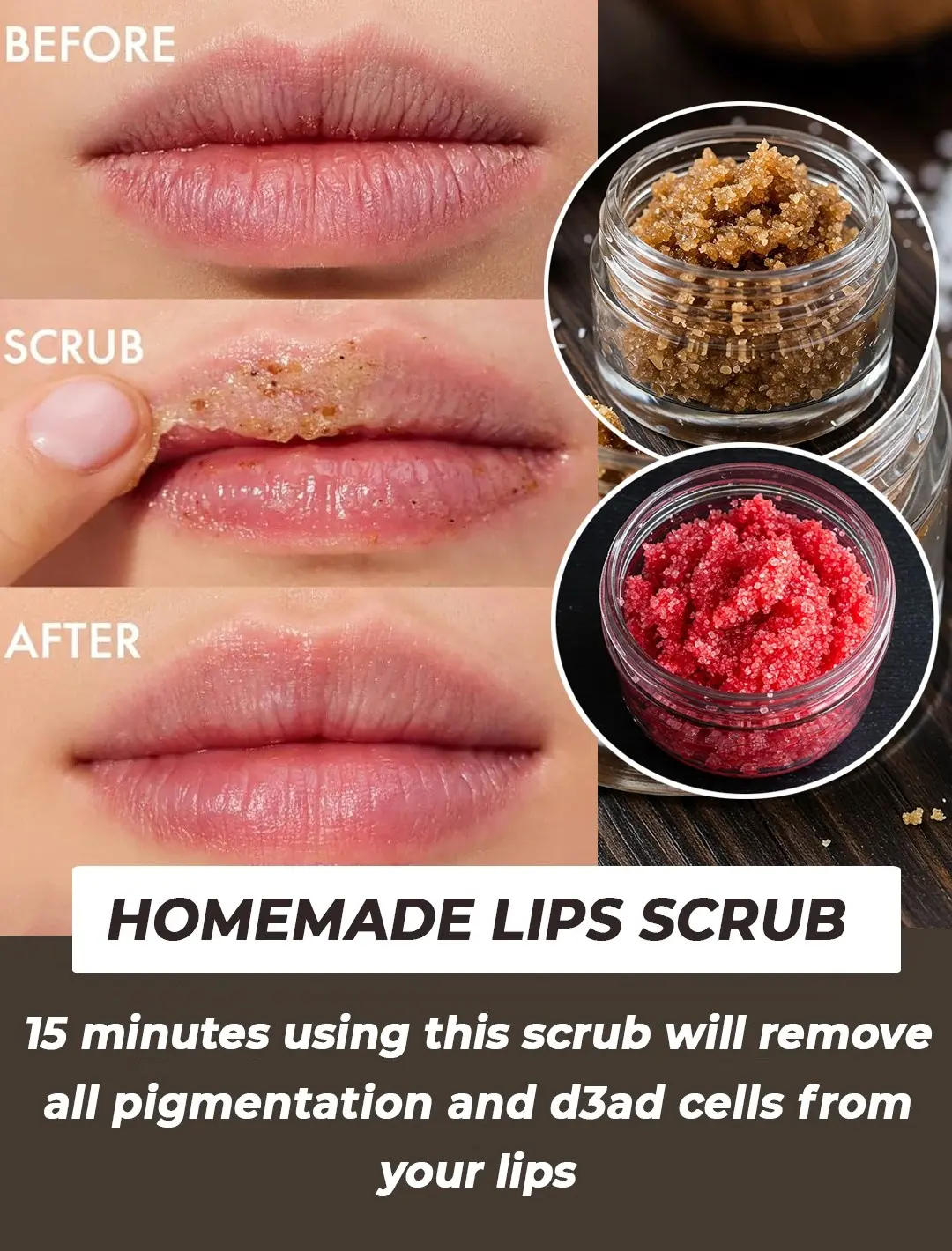 Try this homemade lip scrub and lip mask for luscious pink lips