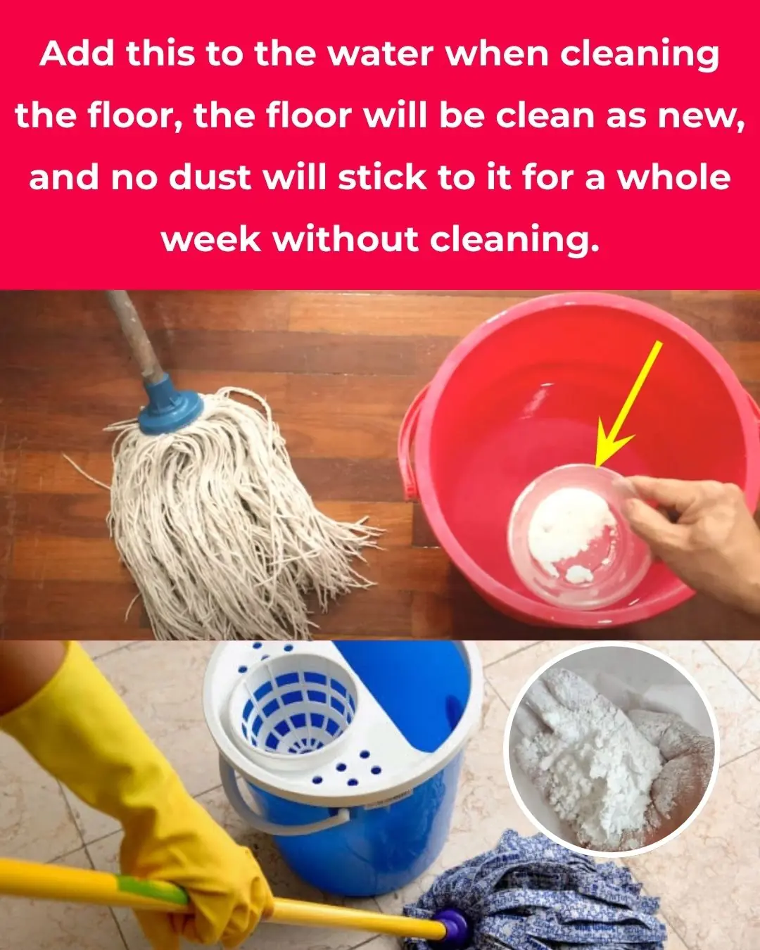 When cleaning the house, add this to the water and the floor will be as clean as new