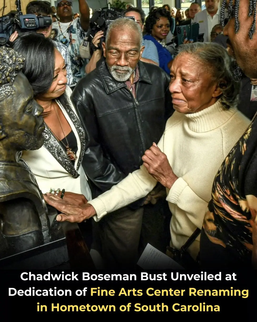 Chadwick Boseman Bust Unveiled at Dedication of Fine Arts Center Renaming in Hometown of South Carolina