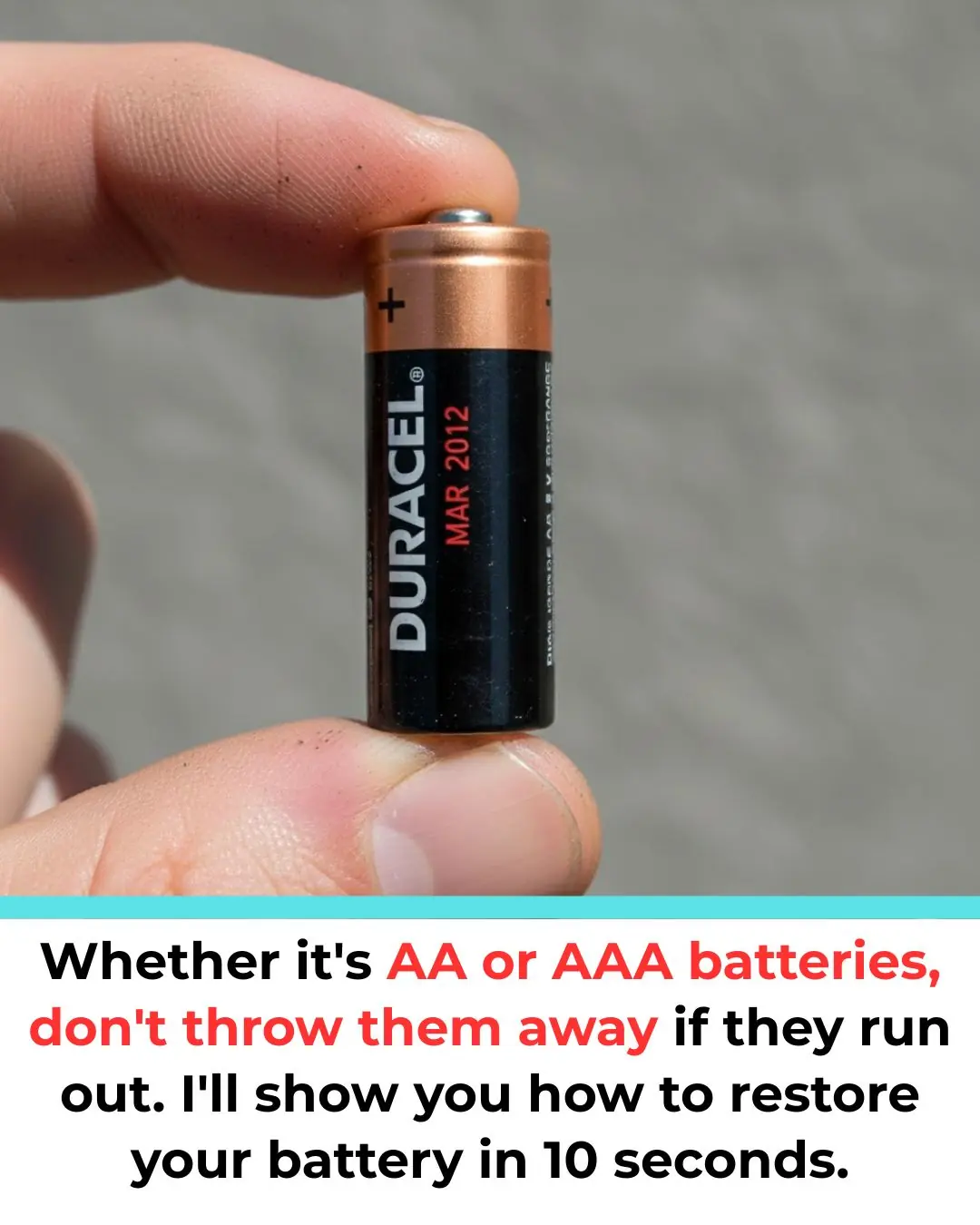 Whether it's AA or AAA batteries, don't throw them away if they run out. I'll show you how to restore your battery in 10 seconds.
