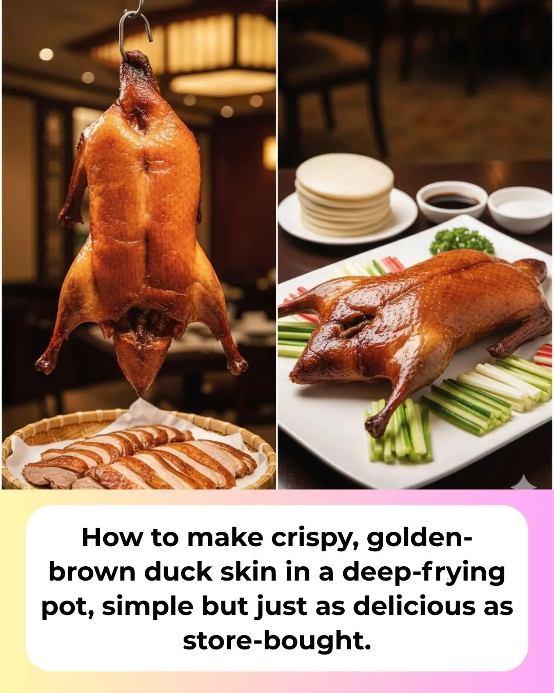 How to make crispy, golden-brown duck skin in a deep-frying pot, simple but just as delicious as store-bought.
