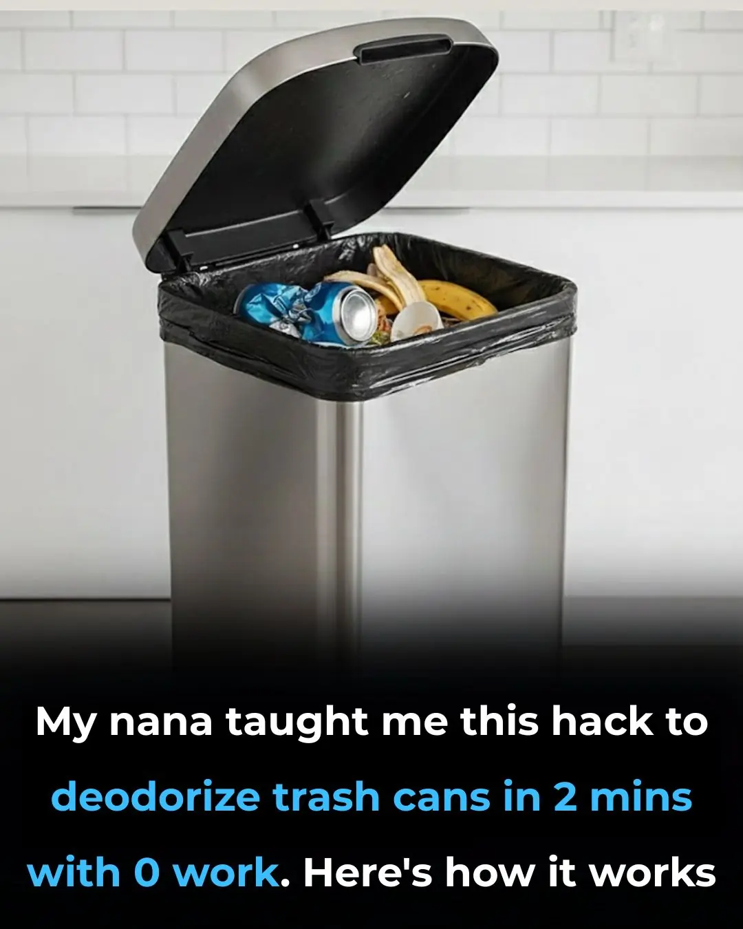 My nana taught me this hack to deodorize trash cans in 2 mins with 0 work. Here’s how it works