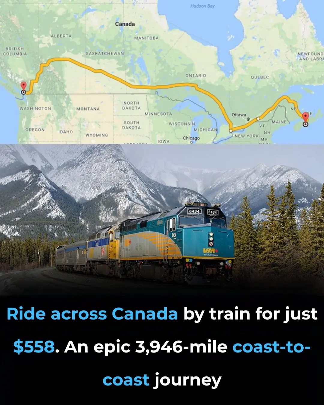 Explore Canada from Coast to Coast by Train for Just $558 🇨🇦: A 3,946-Mile Adventure Through Stunning Landscapes