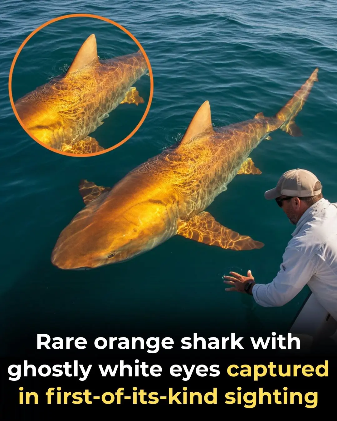 Rare Orange Shark With Ghostly White Eyes Captured in First-of-Its-Kind Sighting