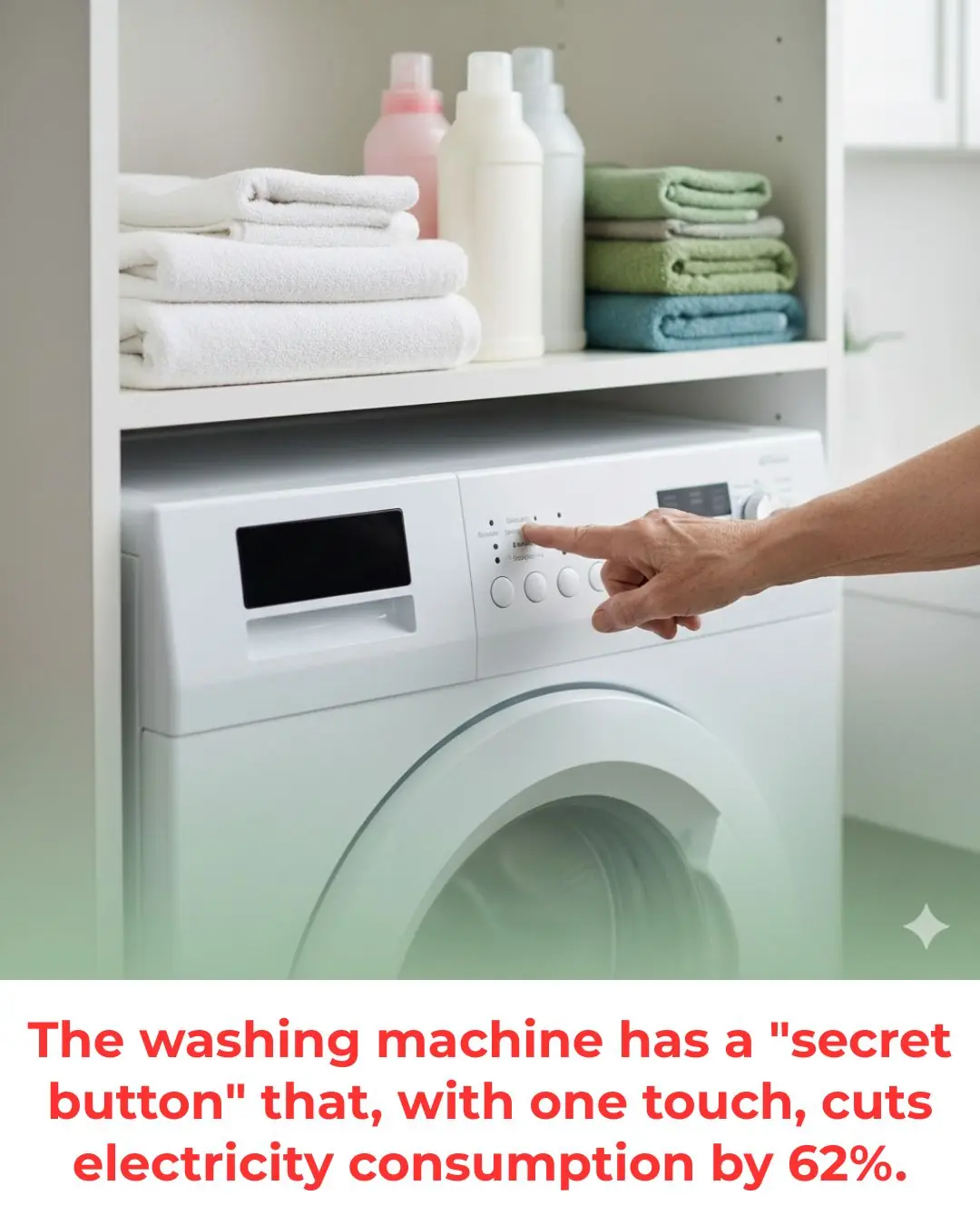 The washing machine has a "secret button" that, with one touch, cuts electricity consumption by 62%.
