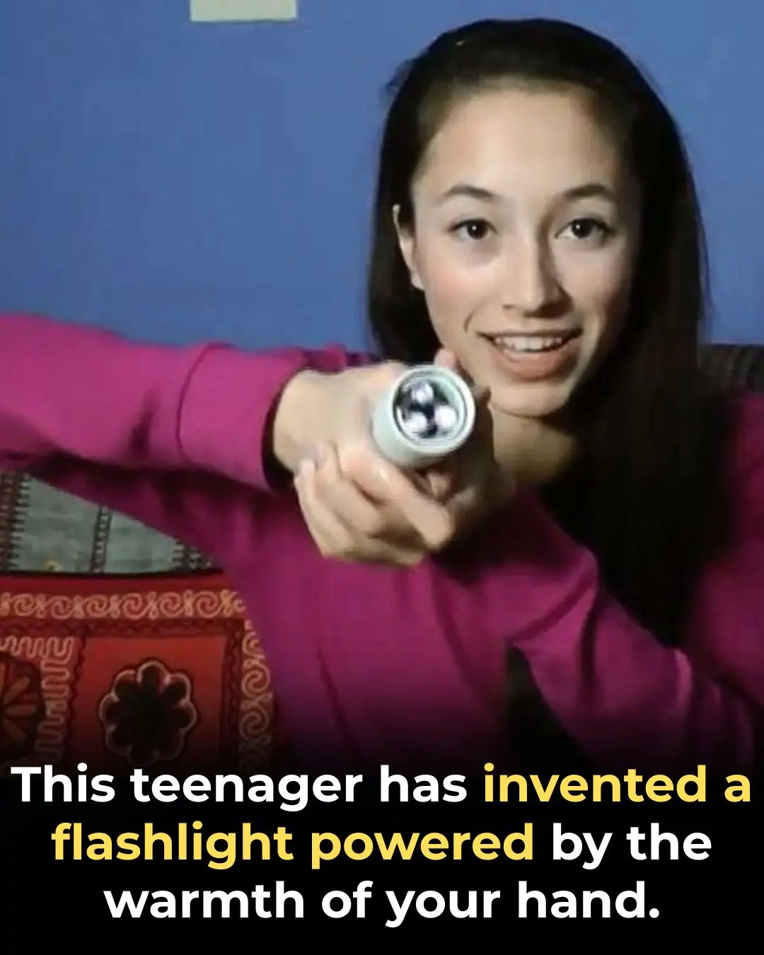 Teen Inventor Creates Battery-Free Flashlight Powered Only by Human Body Heat