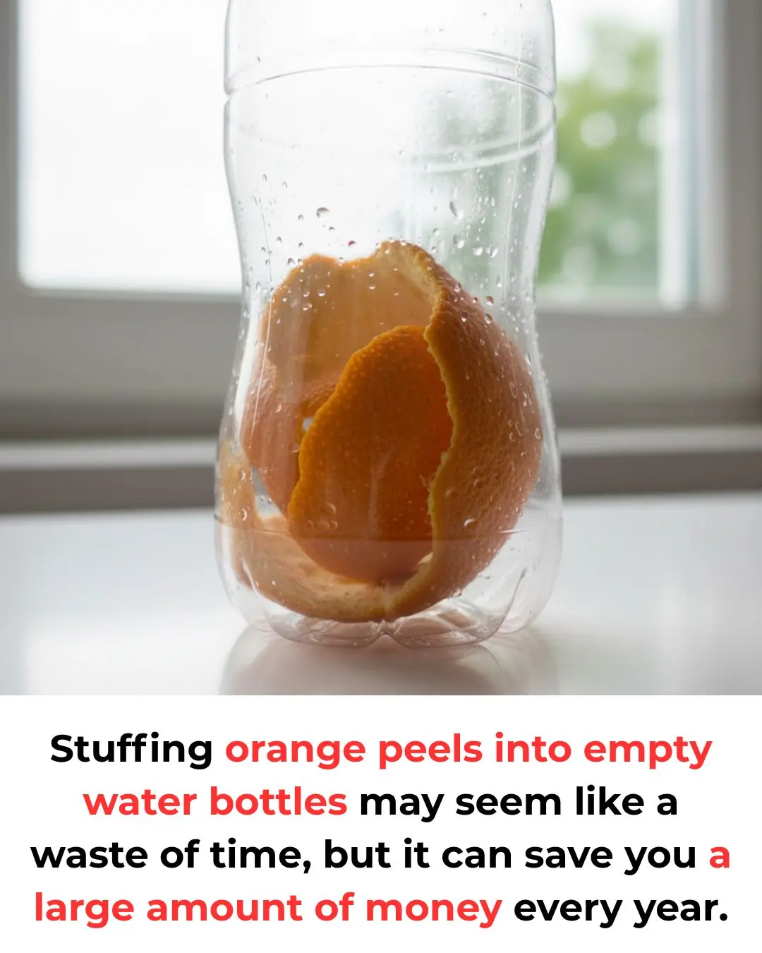 Stuffing orange peels into empty water bottles may seem like a waste of time, but it can save you a large amount of money every year.
