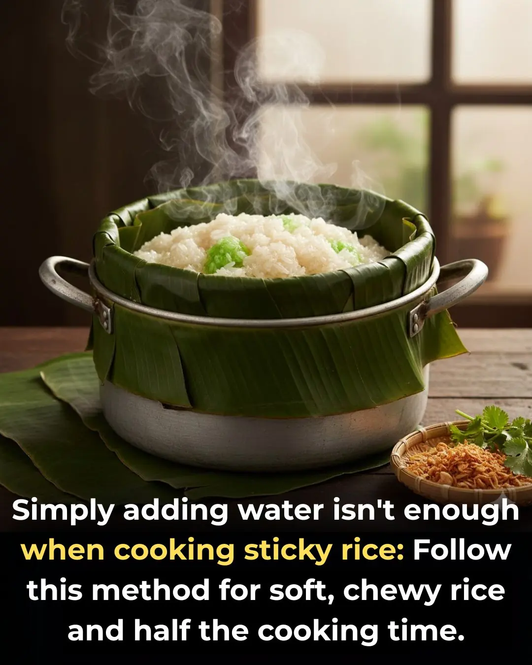Simply adding water isn't enough when cooking sticky rice: Follow this method for soft, chewy rice and half the cooking time.