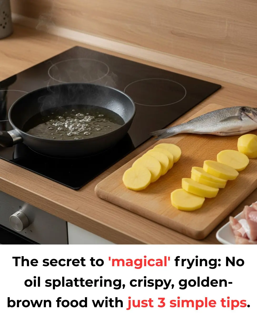 The secret to 'magical' frying: No oil splattering, crispy, golden-brown food with just 3 simple tips.