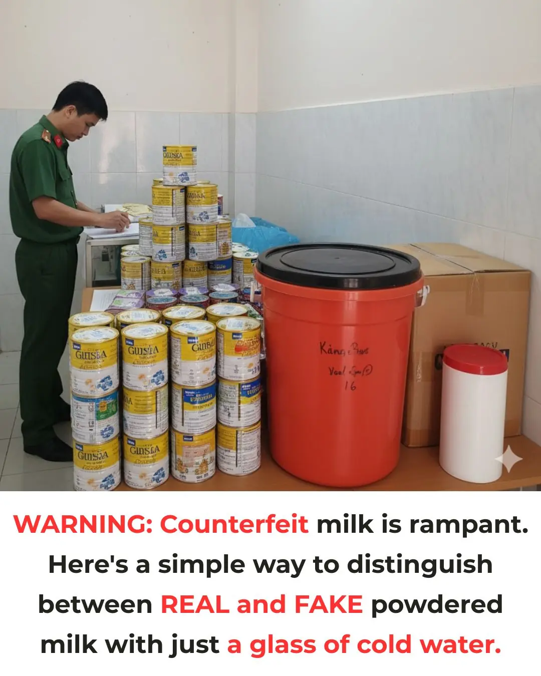 WARNING: Counterfeit milk is rampant. Here's a simple way to distinguish between REAL and FAKE powdered milk with just a glass of cold water.