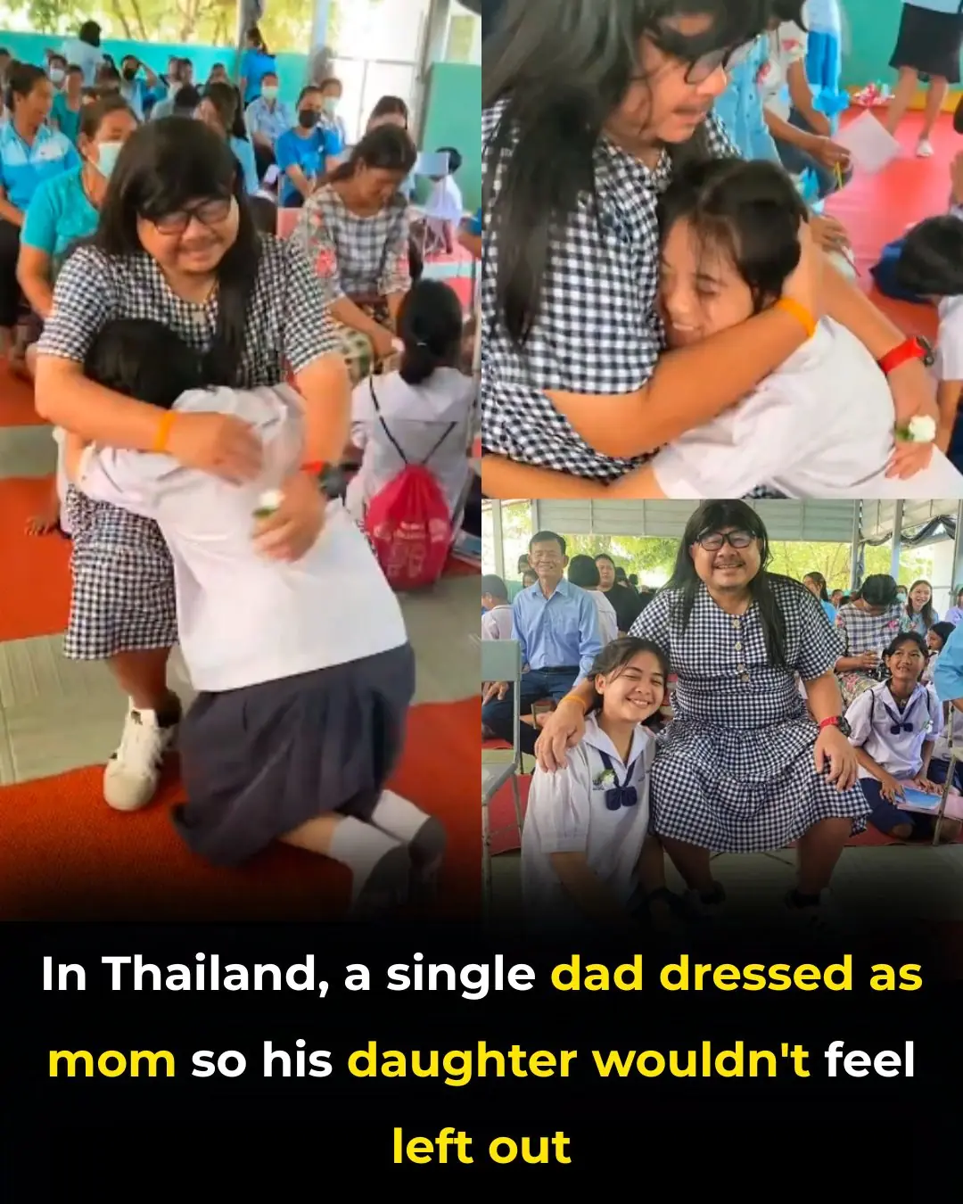 Single Dad Dresses as Mother for Daughter's School Celebration, Showing Unconditional Love