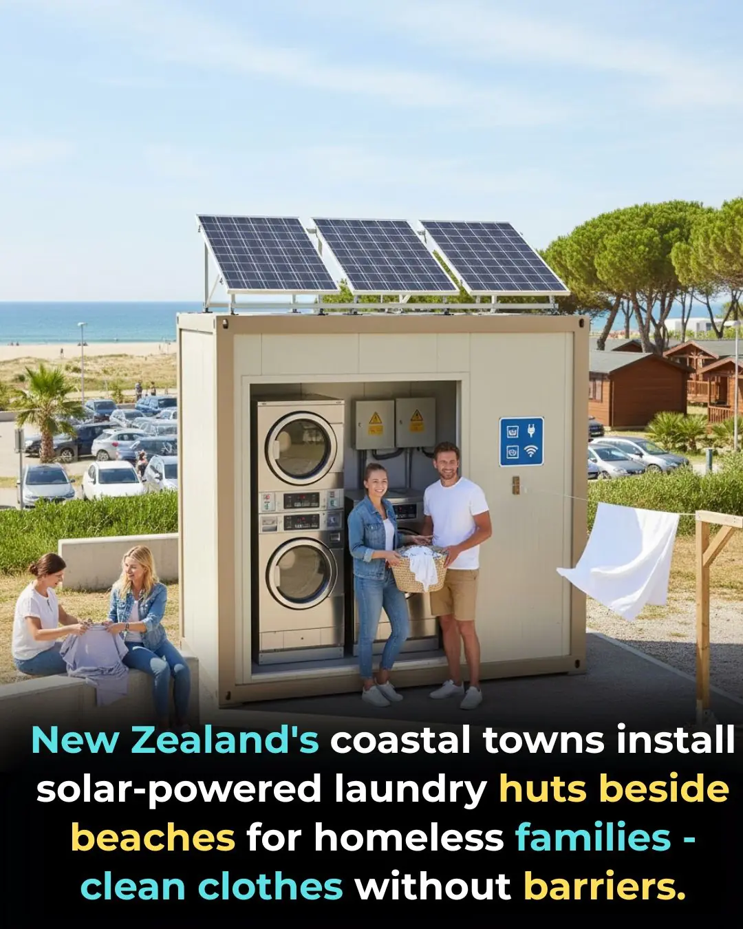 Solar-Powered Laundry Huts in New Zealand Offer Homeless Families Dignity and Clean Clothes