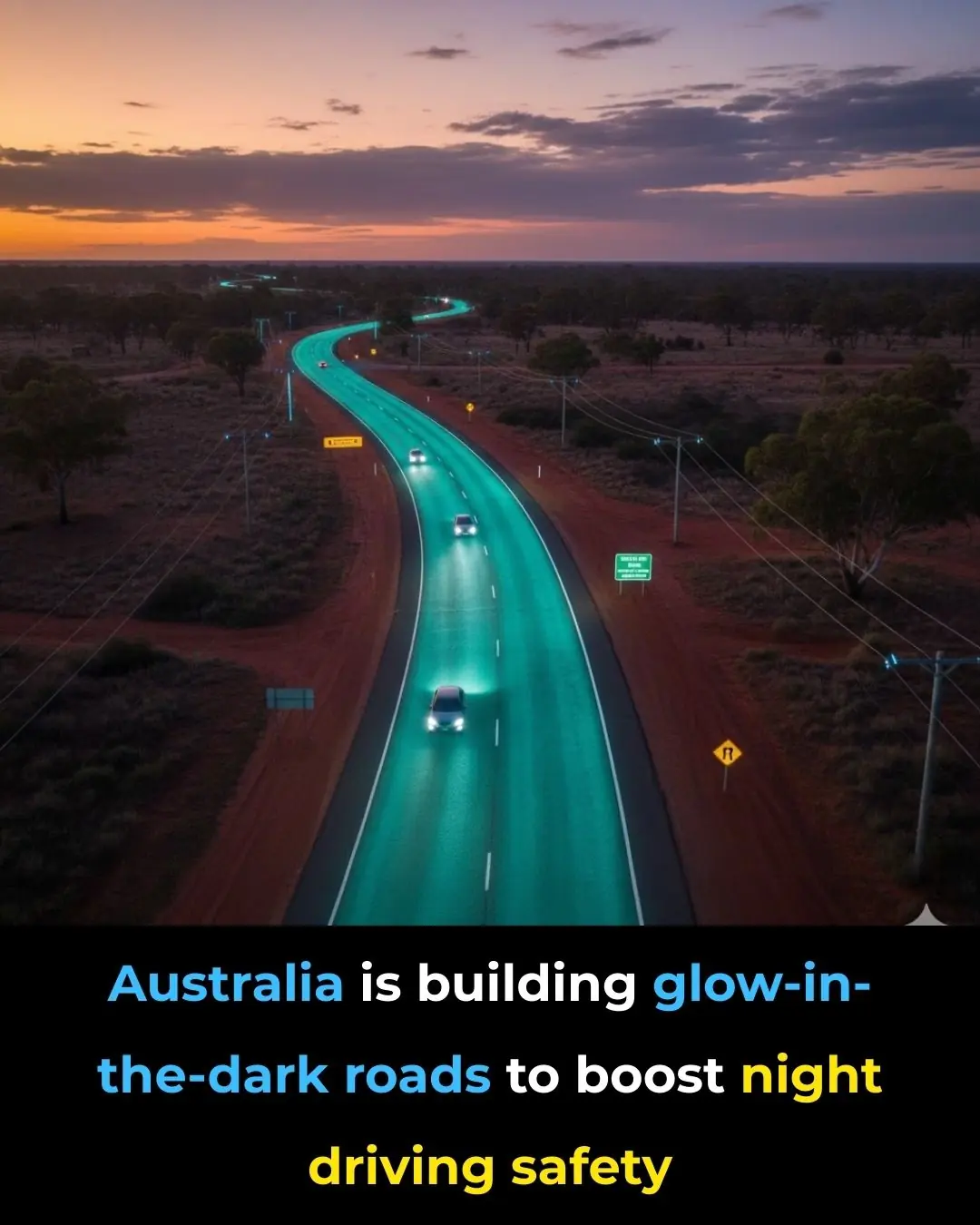 Australia's Roads Shine Bright: Glow-in-the-Dark Markings Illuminate Streets Without Electricity