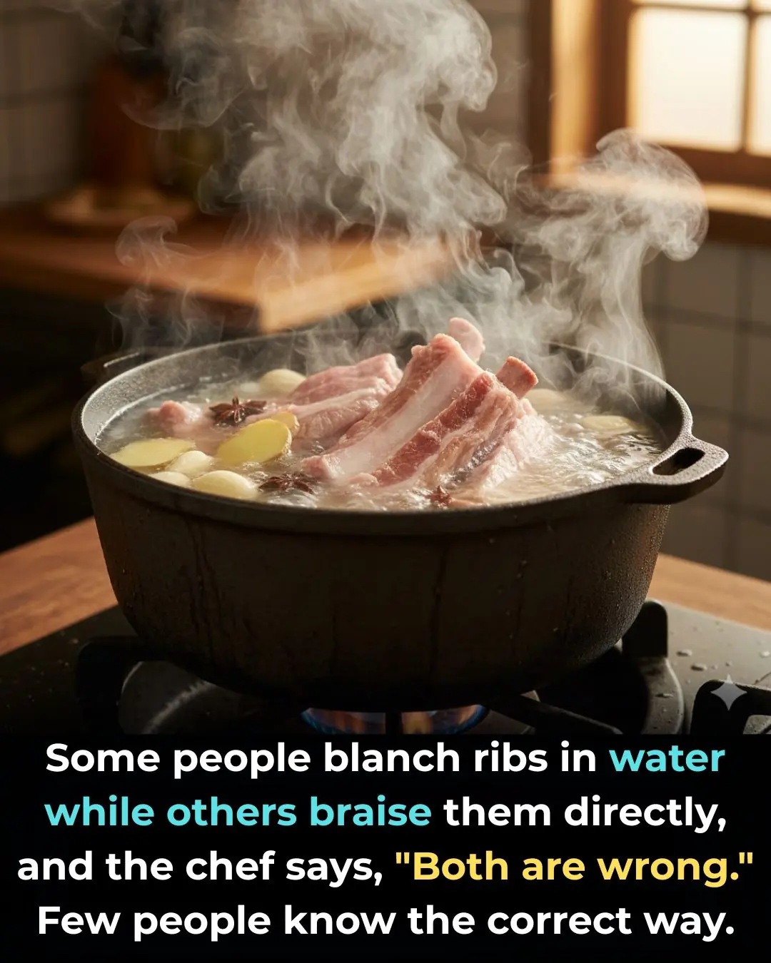 Some people blanch ribs before stewing, while others simmer them directly