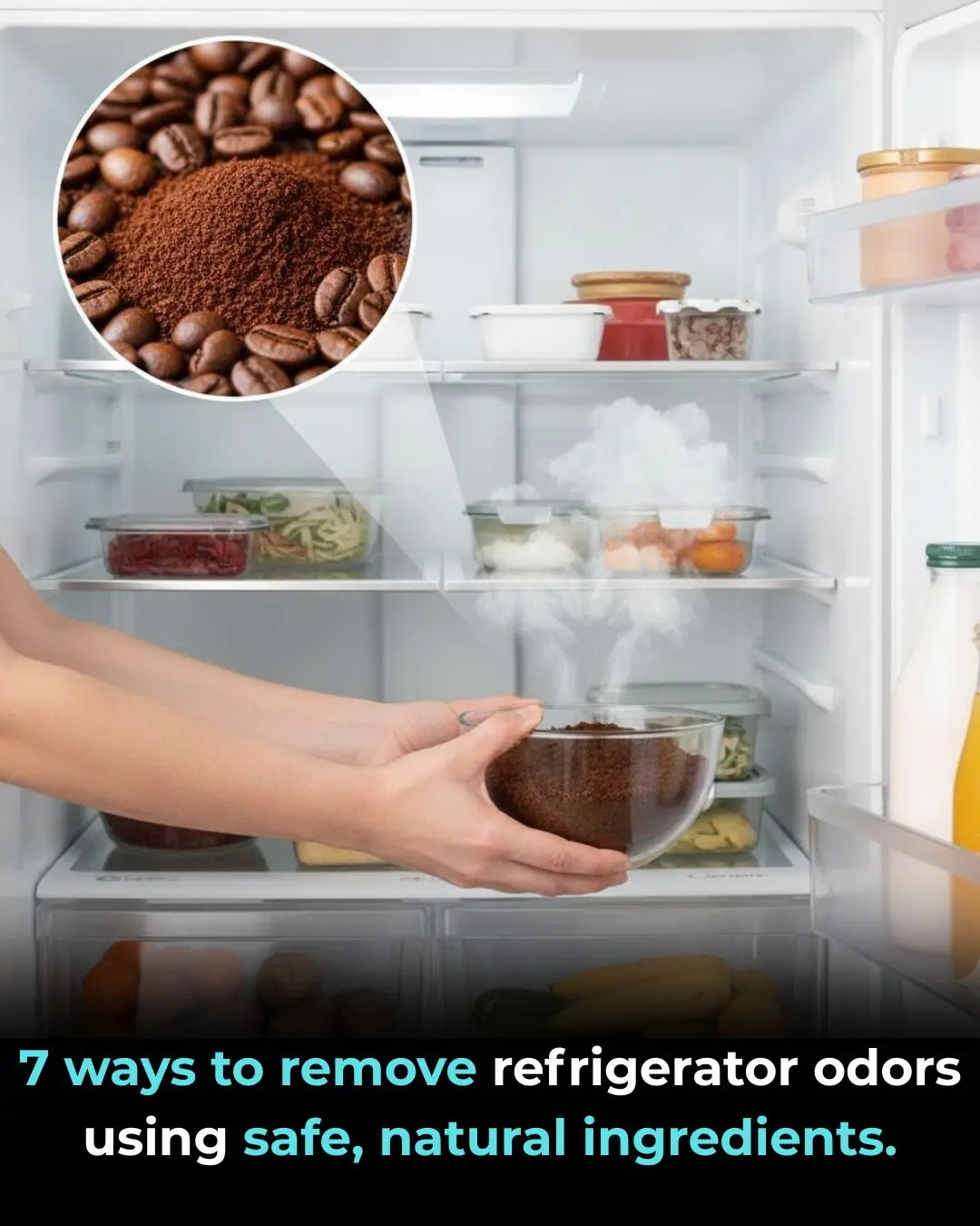 7 ways to remove refrigerator odors using safe, natural ingredients.