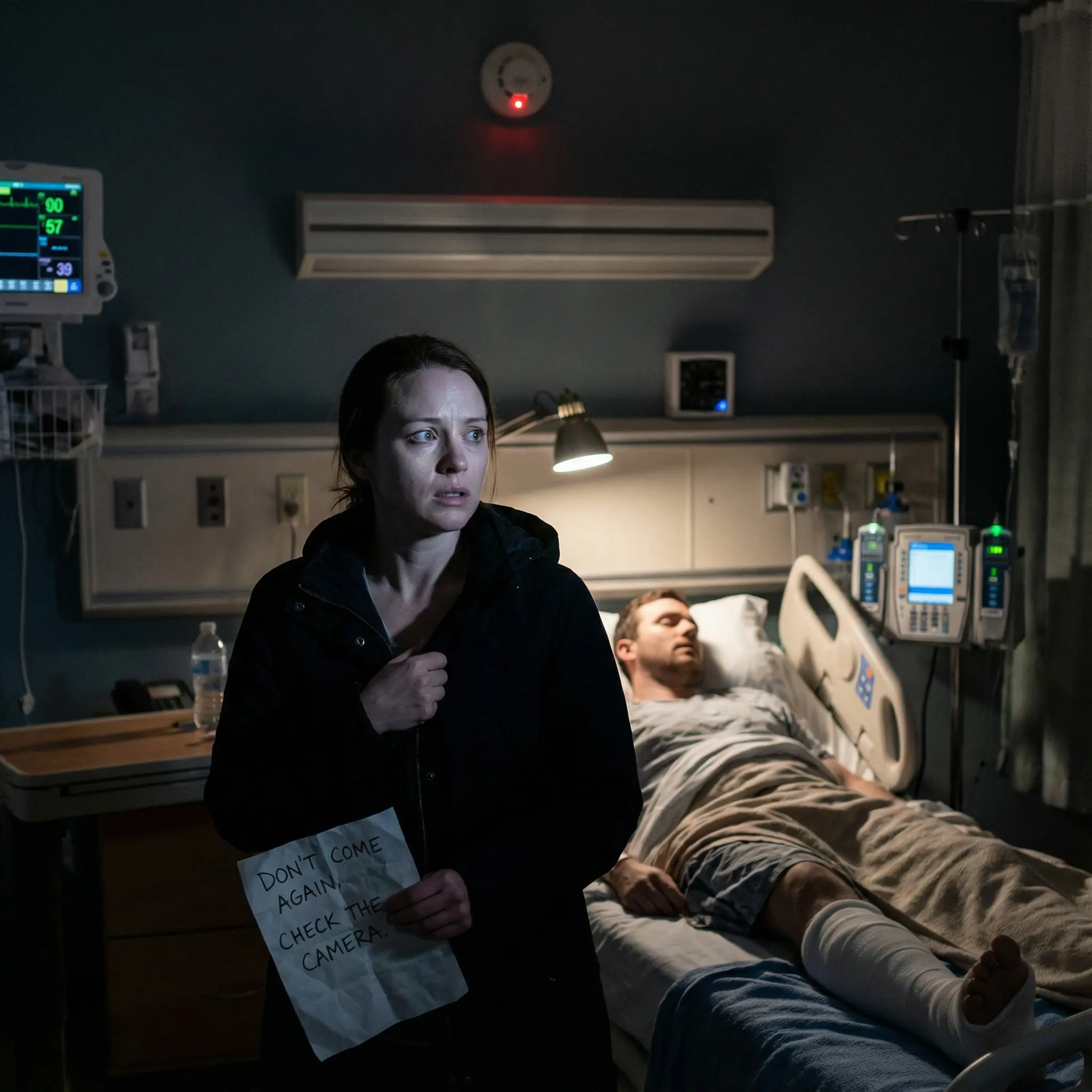 I WENT TO THE HOSPITAL TO TAKE CARE OF MY HUSBAND WHO HAD A BROKEN BONE. WHILE HE WAS SLEEPING, THE HEAD NURSE SLIPPED A PIECE OF PAPER INTO MY HAND: “DON’T COME AGAIN. CHECK THE CAMERA…”