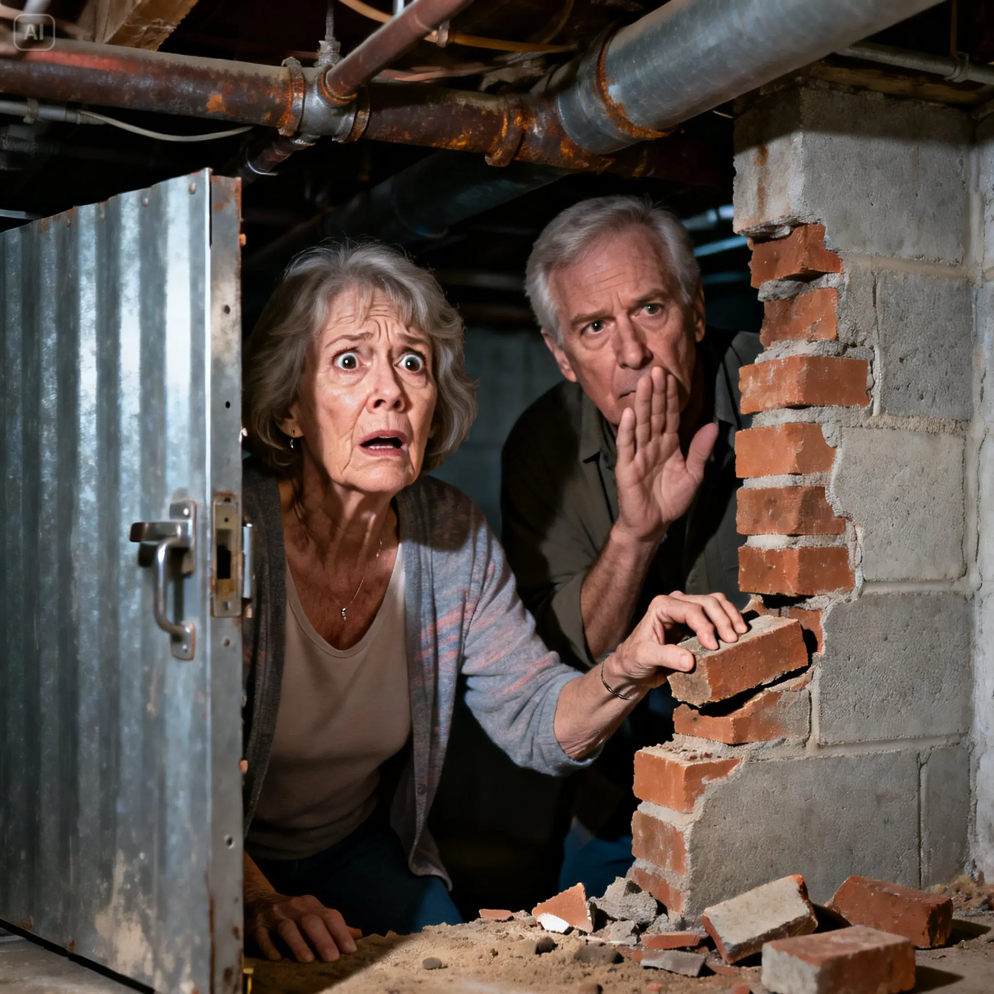 My son and his wife locked my husband and me in the basement of our house. While I panicked, my husband whispered: ‘Quiet… they don’t know what is behind this wall.’ When they left, my husband moved a brick and showed me a secret he had kept hidde