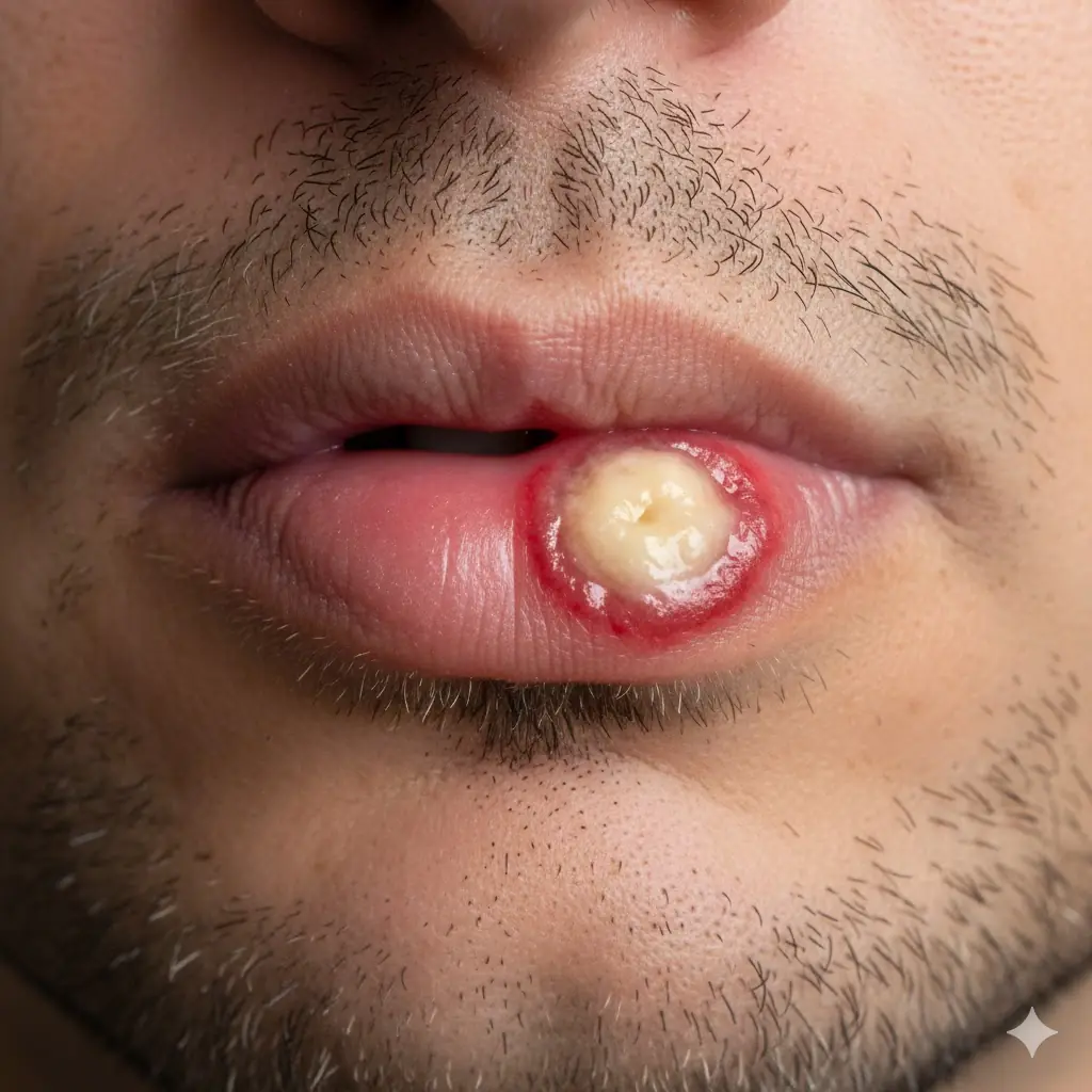 Crusty sore on my lip won’t go away. Appointment is impossible to get right now. What is this?